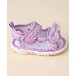 Cute Walk by Babyhug Sandals with Velcro Closure Floral Print & Bow Applique - Pink