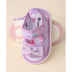 Cute Walk by Babyhug Sandals with Velcro Closure Floral Print & Bow Applique - Pink