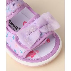 Cute Walk by Babyhug Sandals with Velcro Closure Floral Print & Bow Applique - Purple