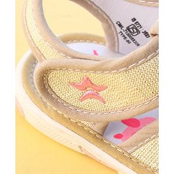 Cute Walk by Babyhug Velcro Closure Sandals With Sunflower Applique - Beige