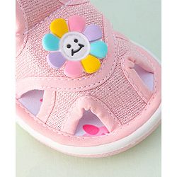 Cute Walk by Babyhug Velcro Closure Sandals With Sunflower Applique - Beige