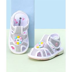 Cute Walk by Babyhug Sandals with Velcro Closure & Floral Applique - Pink