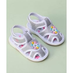 Cute Walk by Babyhug Sandals with Velcro Closure & Floral Applique - Pink