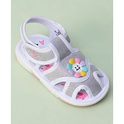 Cute Walk by Babyhug Sandals with Velcro Closure & Floral Applique - Pink