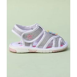 Cute Walk by Babyhug Sandals with Velcro Closure & Floral Applique - Pink