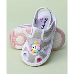 Cute Walk by Babyhug Sandals with Velcro Closure & Floral Applique - Pink