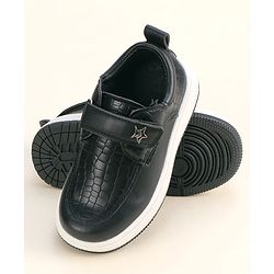 Cute Walk by Babyhug Solid Party Wear Shoes With Velcro Closure - Black