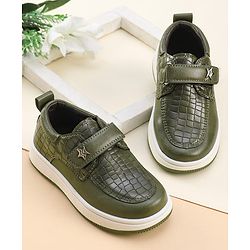 Cute Walk by Babyhug Solid Party Wear Shoes With Velcro Closure - Black