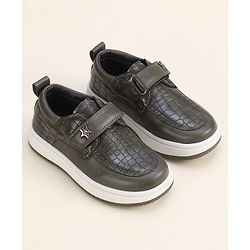 Cute Walk by Babyhug Solid Party Wear Shoes With Velcro Closure - Black