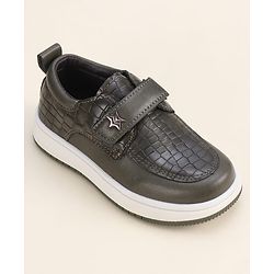 Cute Walk by Babyhug Solid Party Wear Shoes With Velcro Closure - Black