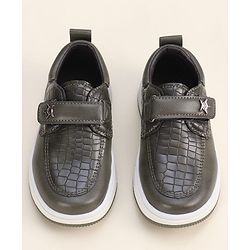 Cute Walk by Babyhug Solid Party Wear Shoes With Velcro Closure - Black