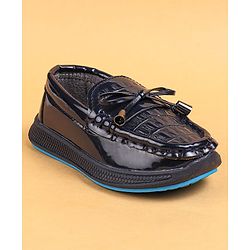 Cute Walk by Babyhug Slip On Loafers With Lace Applique - Navy Blue
