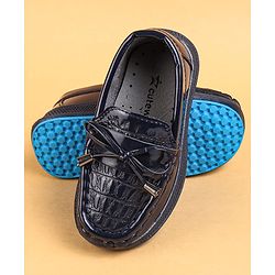 Cute Walk by Babyhug Slip On Loafers With Lace Applique - Navy Blue