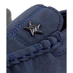 Cute Walk by Babyhug Solid Slip On Loafers with Star Applique - Navy Blue