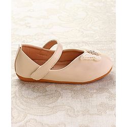 Cute Walk by Babyhug Ballerinas with Velcro Closure & Butterfly Applique  - Beige