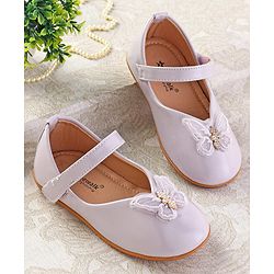 Cute Walk by Babyhug Ballerinas with Velcro Closure & Butterfly Applique  - Beige