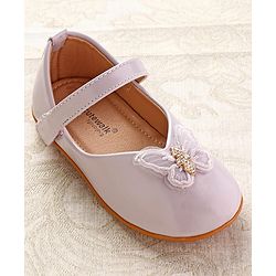Cute Walk by Babyhug Ballerinas with Velcro Closure & Butterfly Applique  - Beige