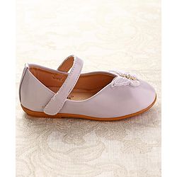 Cute Walk by Babyhug Ballerinas with Velcro Closure & Butterfly Applique  - Beige
