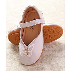 Cute Walk by Babyhug Ballerinas with Velcro Closure & Butterfly Applique  - Beige