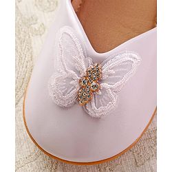 Cute Walk by Babyhug Ballerinas with Velcro Closure & Butterfly Applique  - Beige