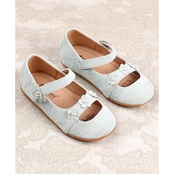 Cute Walk by Babyhug Ballerina with Velcro Closure & Floral Applique - Sea Green