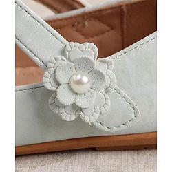 Cute Walk by Babyhug Ballerina with Velcro Closure & Floral Applique - Sea Green
