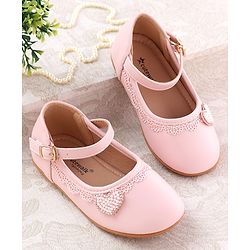 Cute Walk by Babyhug Clip Closure Ballerina with Heart Applique - Pink