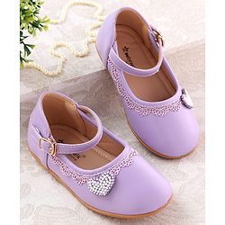 Cute Walk by Babyhug Clip Closure Ballerina with Heart Applique - Purple