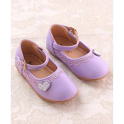 Cute Walk by Babyhug Clip Closure Ballerina with Heart Applique - Purple