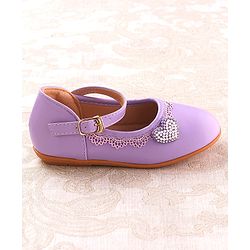 Cute Walk by Babyhug Clip Closure Ballerina with Heart Applique - Purple