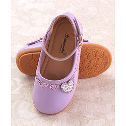 Cute Walk by Babyhug Clip Closure Ballerina with Heart Applique - Purple