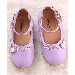 Cute Walk by Babyhug Clip Closure Ballerina with Heart Applique - Purple