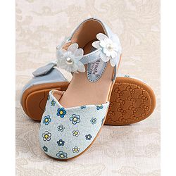 Cute Walk by Babyhug Velcro Closure Ballerina with Floral Applique - Pink