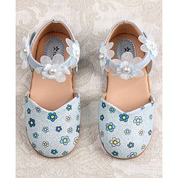 Cute Walk by Babyhug Velcro Closure Ballerina with Floral Applique - Pink