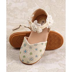 Cute Walk by Babyhug Velcro Closure Ballerina with Floral Applique - Pink