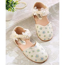 Cute Walk by Babyhug Velcro Closure Ballerina with Floral Applique - Pink