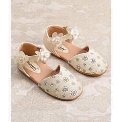 Cute Walk by Babyhug Velcro Closure Ballerina with Floral Applique - Pink