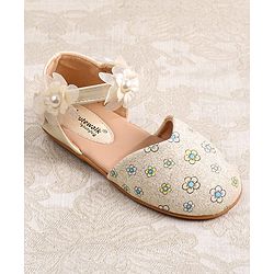Cute Walk by Babyhug Velcro Closure Ballerina with Floral Applique - Pink