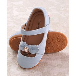 Cute Walk by Babyhug Velcro Closure Ballerina with Bow Applique - Blue