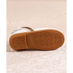 Cute Walk by Babyhug Velcro Closure Ballerina with Floral Applique  - White