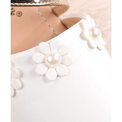 Cute Walk by Babyhug Velcro Closure Ballerina with Floral Applique  - White