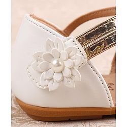 Cute Walk by Babyhug Velcro Closure Ballerina with Floral Applique  - White