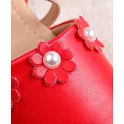 Cute Walk by Babyhug Velcro Closure Ballerina with Floral Applique  - White