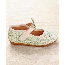 Cute Walk by Babyhug Ballerinas with Velcro Closure Heart Print & Bow Applique - Mint