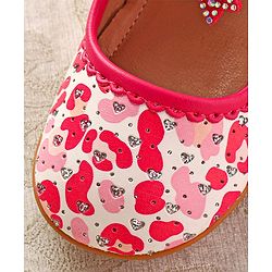 Cute Walk by Babyhug Ballerinas with Velcro Closure Heart Print & Bow Applique - Mint