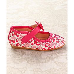 Cute Walk by Babyhug Ballerinas with Velcro Closure Heart Print & Bow Applique - Mint