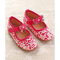 Cute Walk by Babyhug Ballerinas with Velcro Closure Heart Print & Bow Applique - Mint