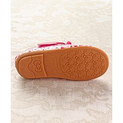 Cute Walk by Babyhug Ballerinas with Velcro Closure Heart Print & Bow Applique - Mint