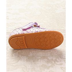 Cute Walk by Babyhug Ballerinas with Velcro Closure Heart Print & Bow Applique - Mint