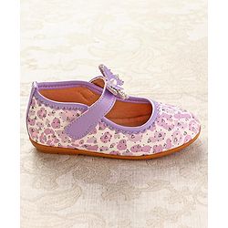 Cute Walk by Babyhug Ballerinas with Velcro Closure Heart Print & Bow Applique - Mint